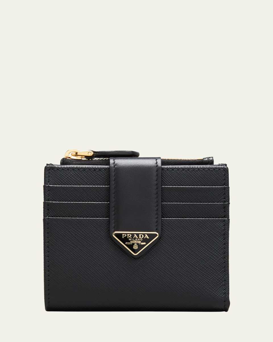 Small Leather Wallet with Triangle Snap